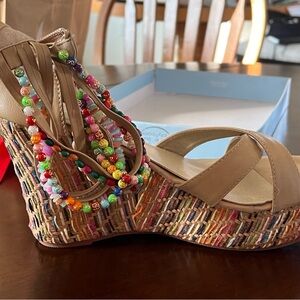 Colorful strappy wedges sandals size 9